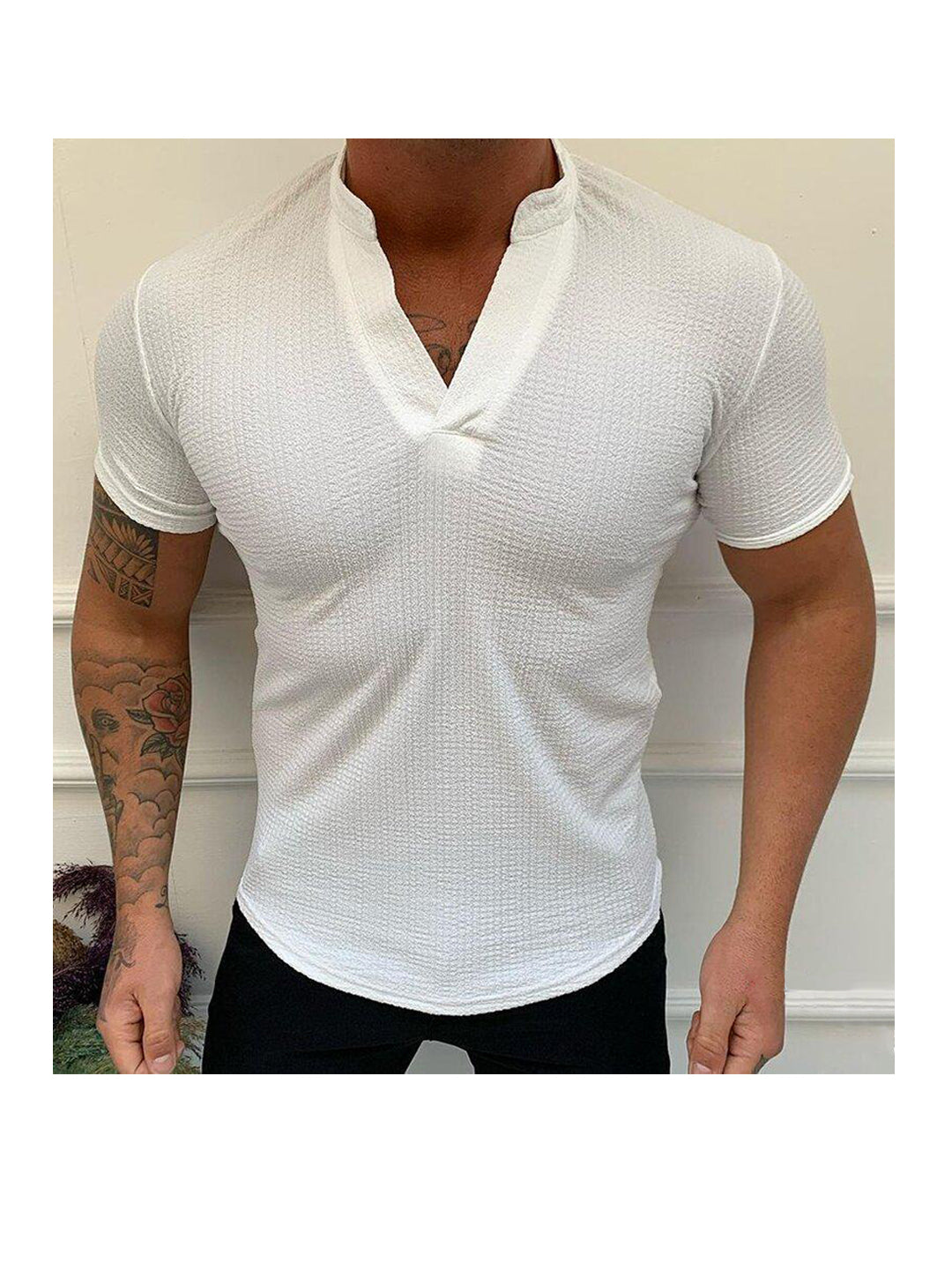 Alejandro Solid Color V-neck T-shirt