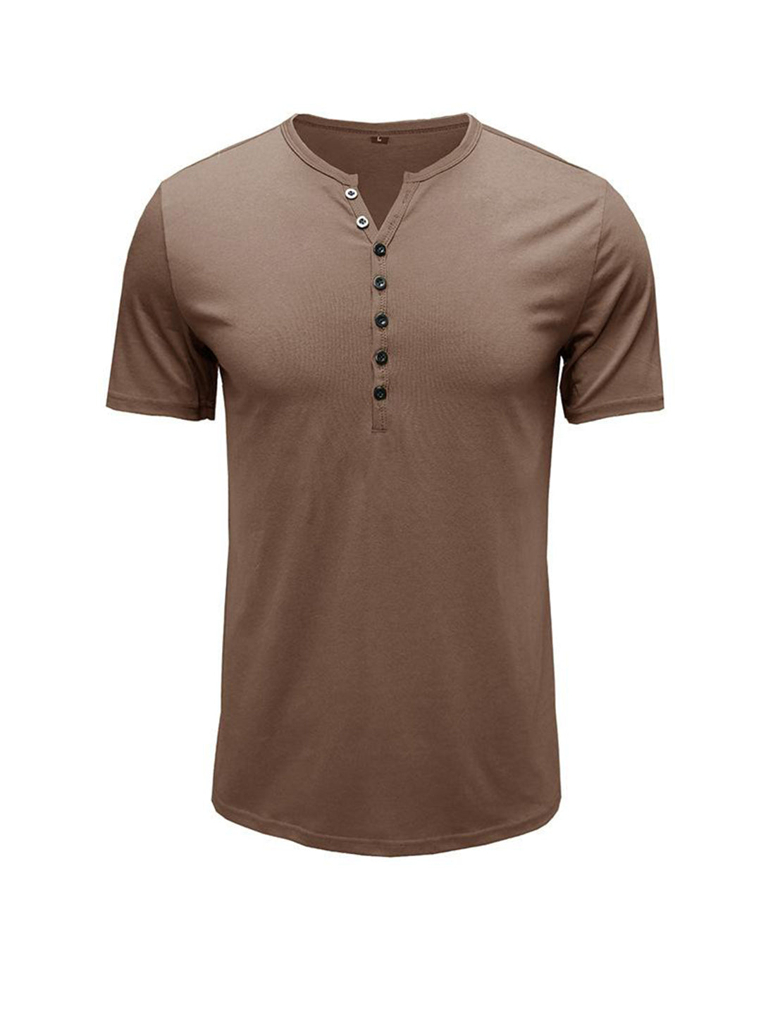 Moore Solid Color Henry Short-sleeved T-shirt