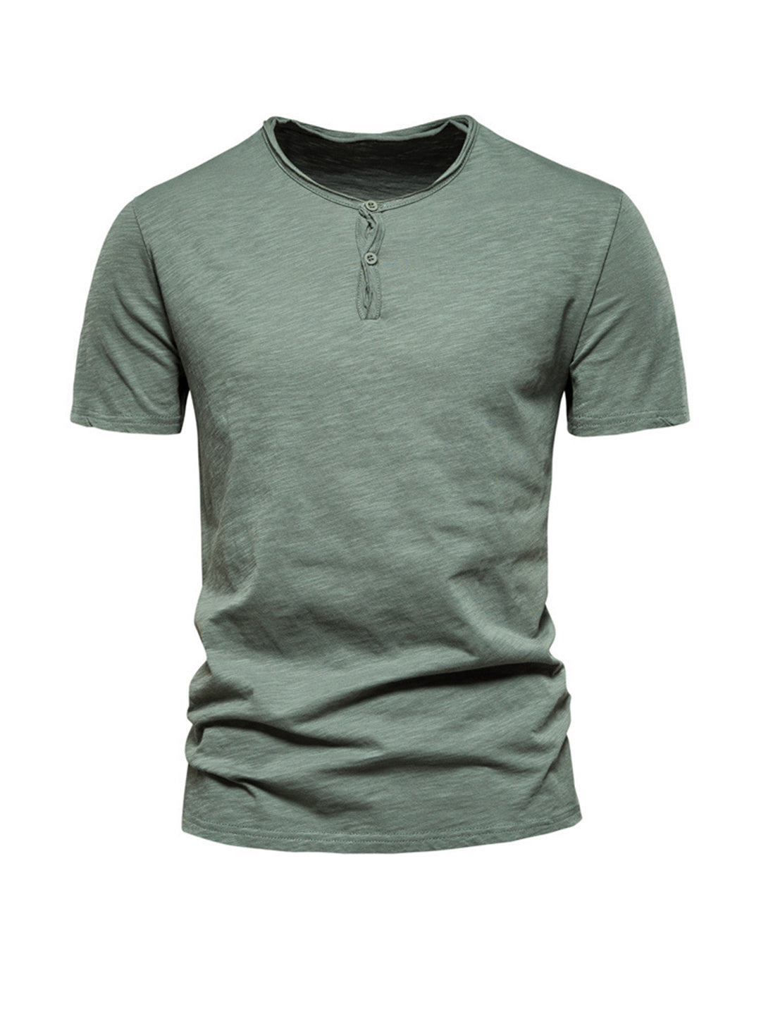 Harold Solid Color Henry Collar T-shirt