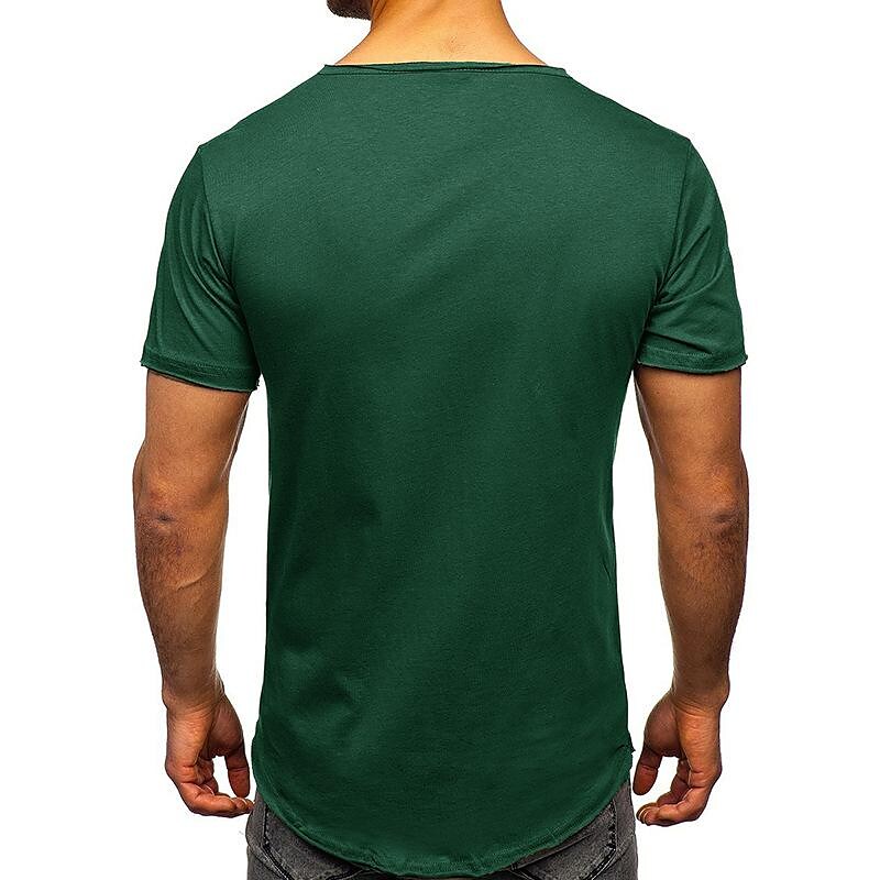 Men's Solid Color Henley Collar Short Sleeve T-Shirt
