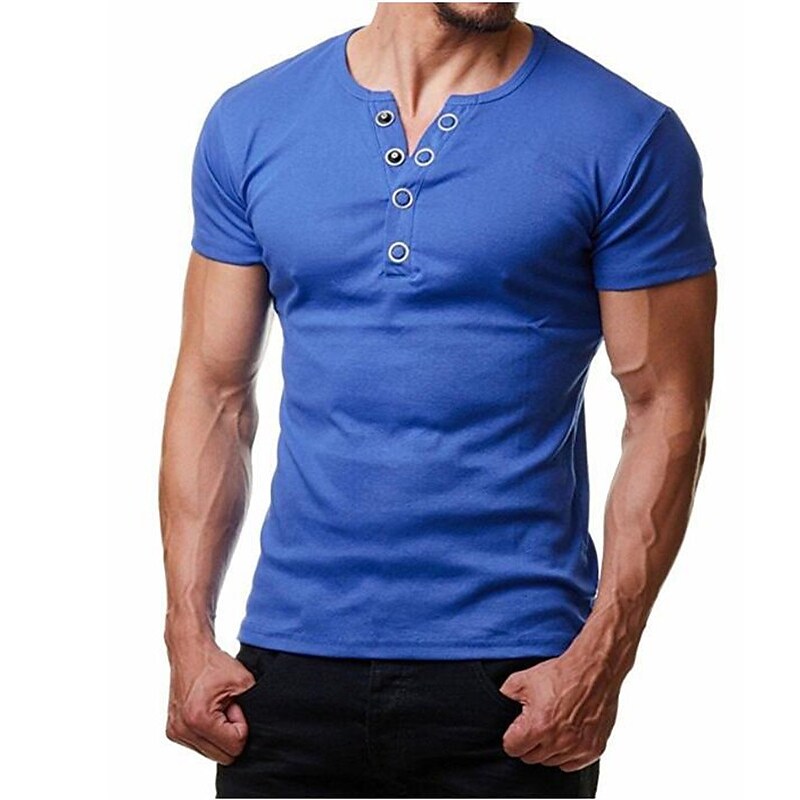 Men's Henley Shirt T shirt Solid Color