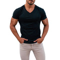 Men's  Solid Color V Neck Street Casual T-shirt