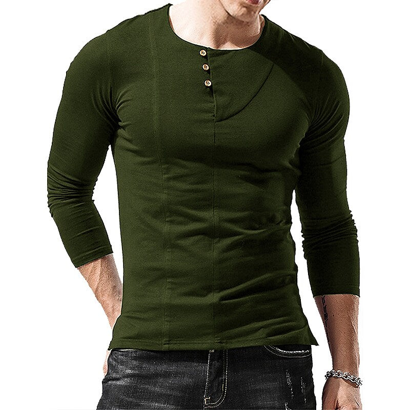 Men's Henley Shirt T shirt Solid Color
