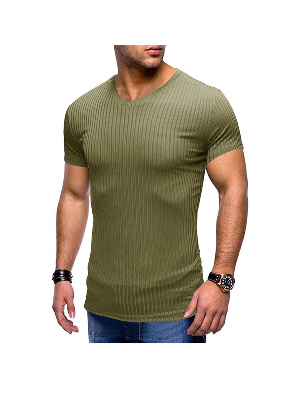 Robert Ribbed Fabric V-neck T-shirt