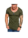 Dennis Diagonal Patchwork Solid Color V-neck T-shirt