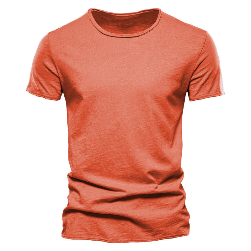 Men's Textured Solid Color Crew Neck T-shirt