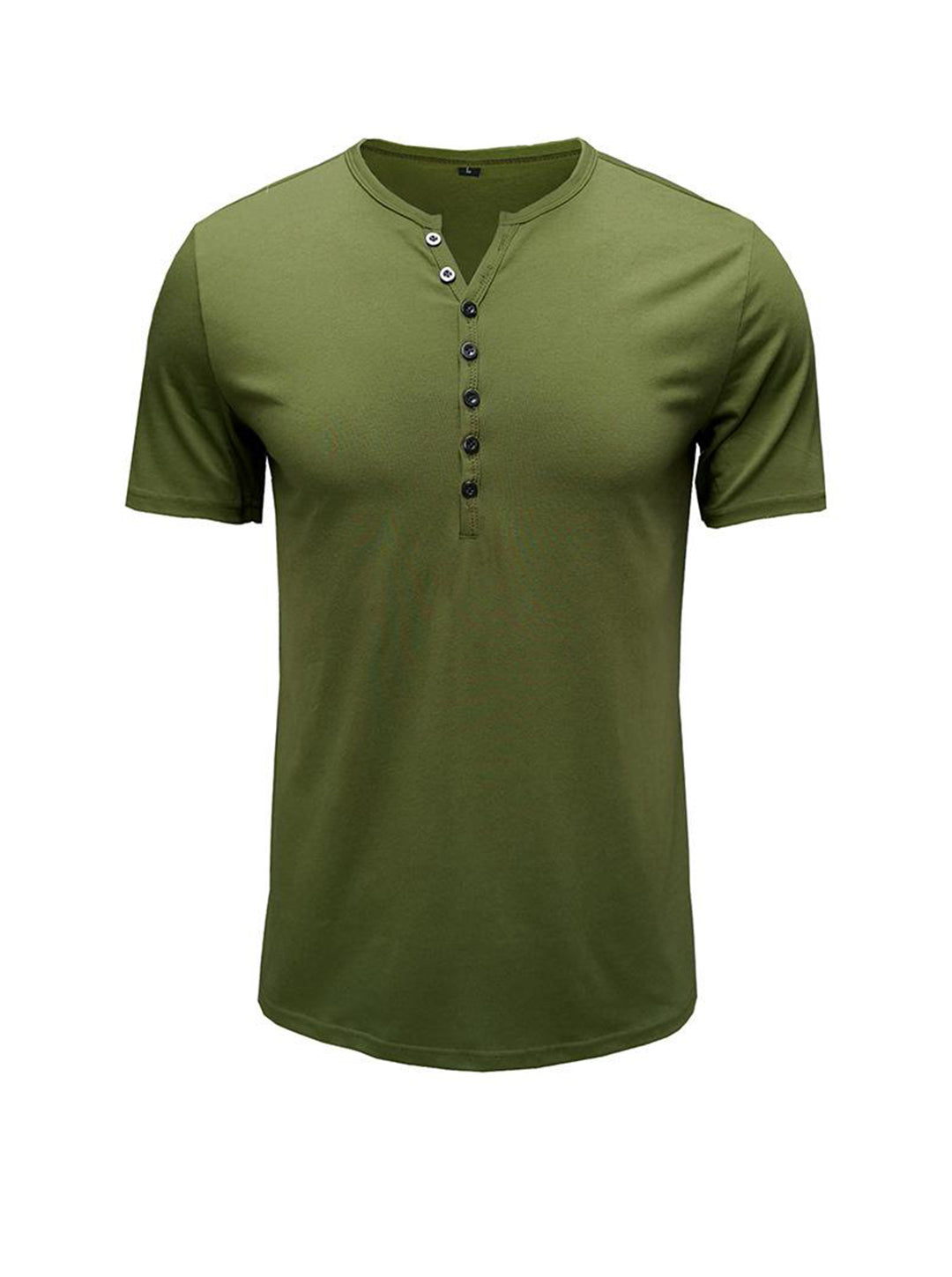 Moore Solid Color Henry Short-sleeved T-shirt