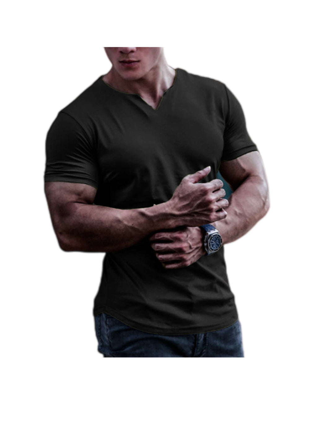 Earl Solid Color V Neck Casual Short Sleeve Shirt