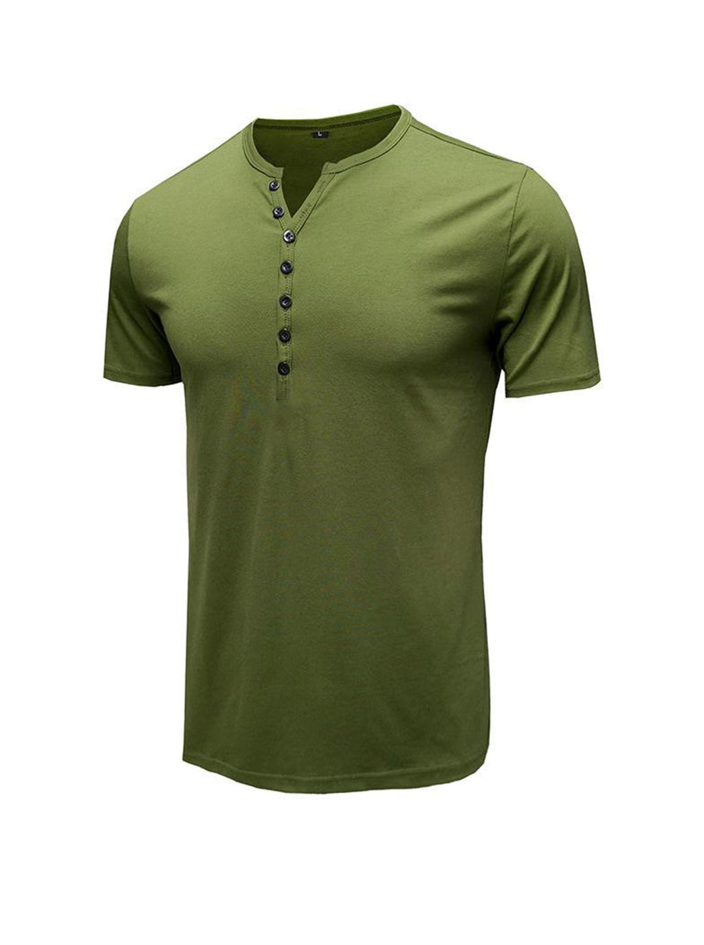 Moore Solid Color Henry Short-sleeved T-shirt