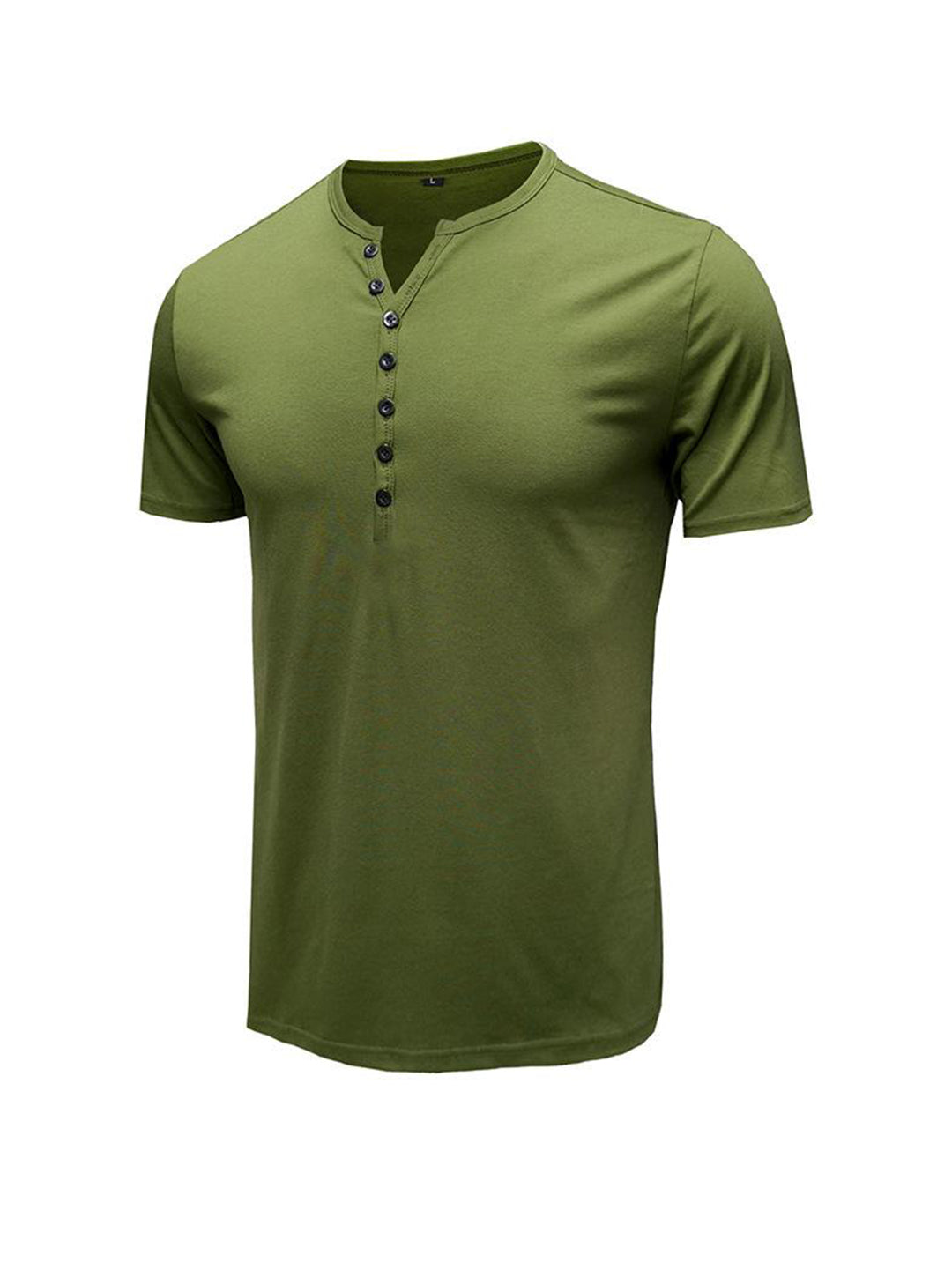 Moore Solid Color Henry Short-sleeved T-shirt