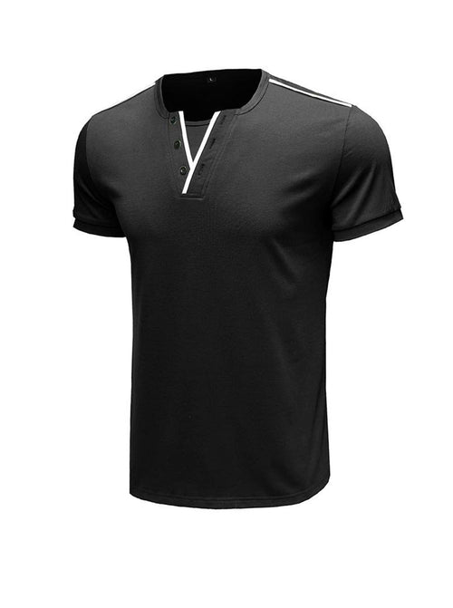 Daniel Contrast Trim V-neck Henry T-shirt
