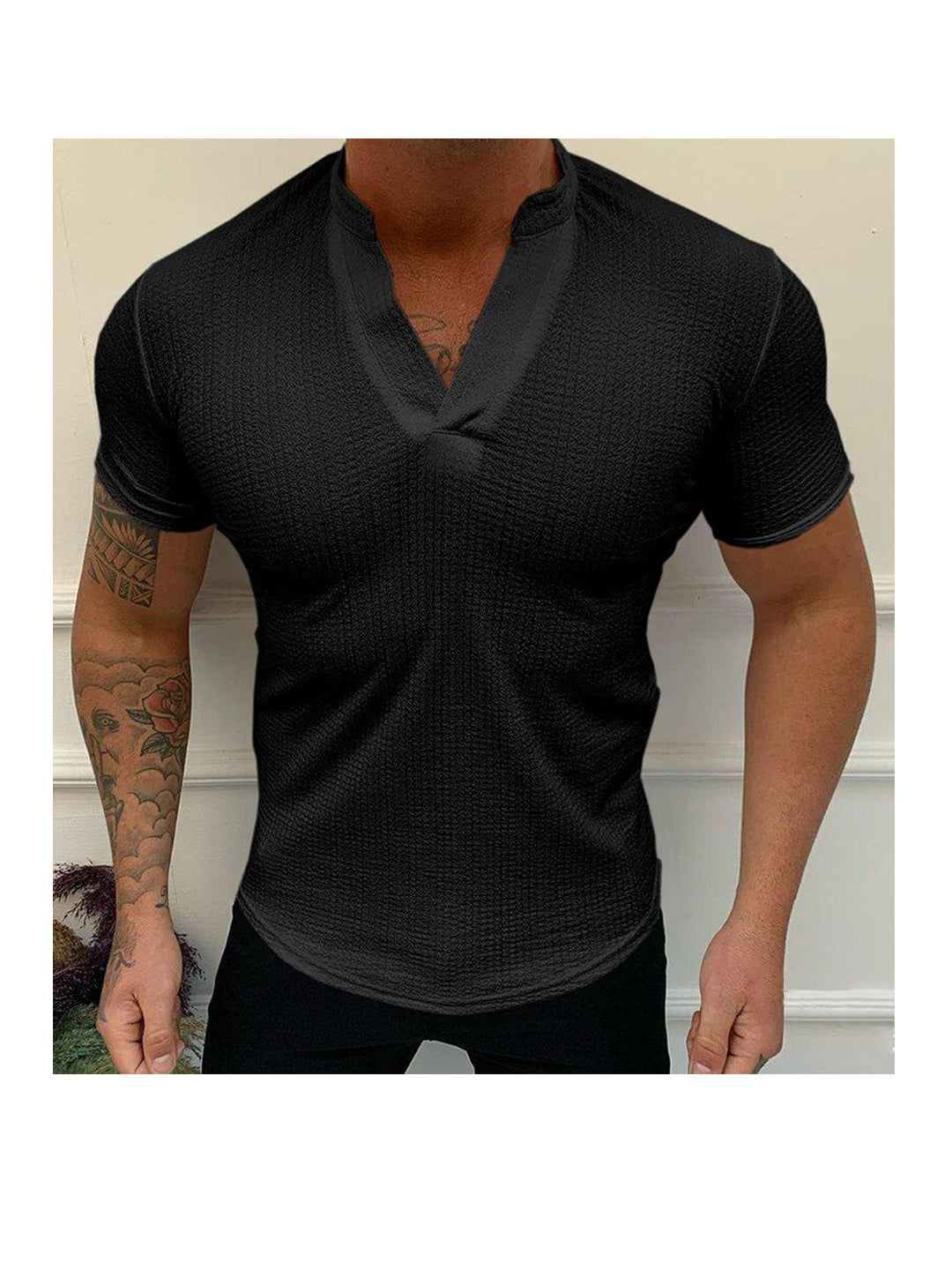 Alejandro Solid Color V-neck T-shirt