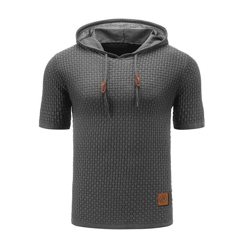 Men's Pullover Jacquard Solid Color Hooded Sweater Basic Vintage Style