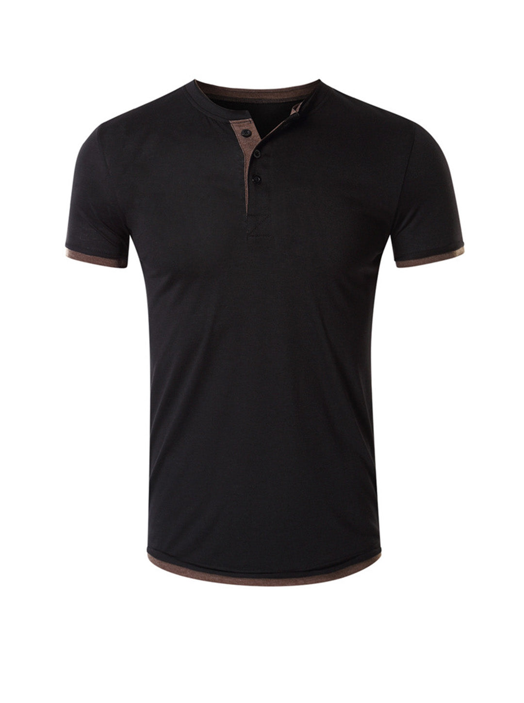 Robert Solid Color Henry Collar T-shirt