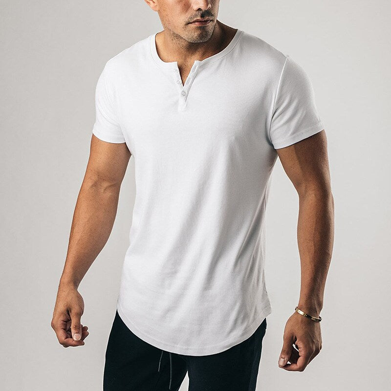 Men's Henley Shirt T shirt Solid Color