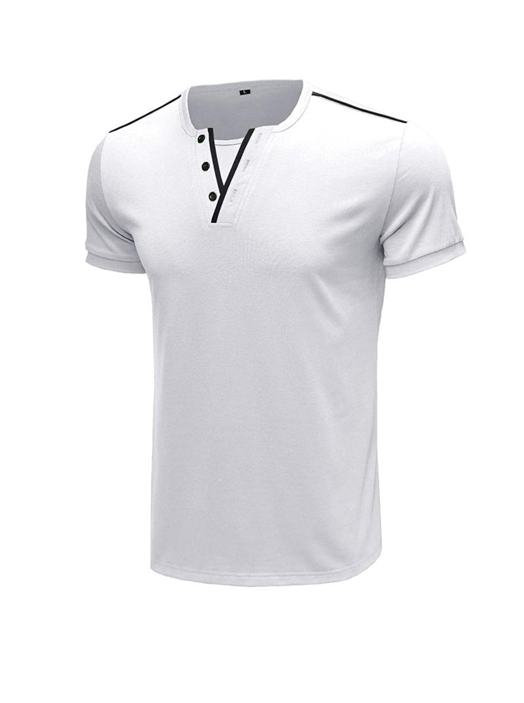 Daniel Contrast Trim V-neck Henry T-shirt