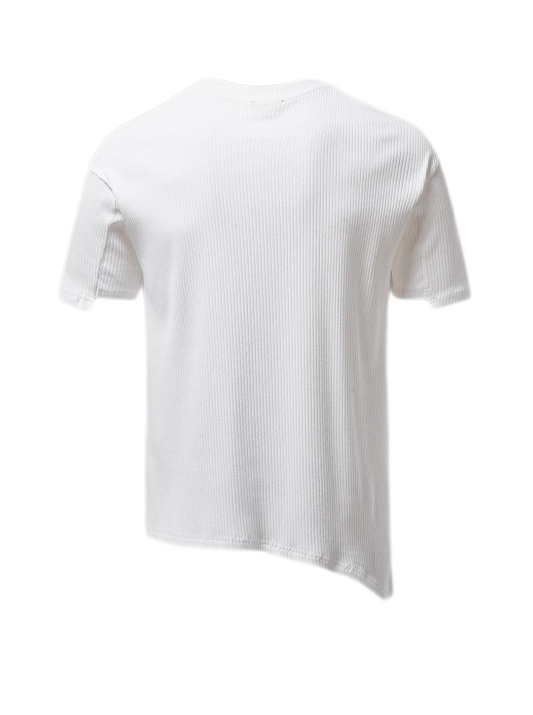 Roberts 3D Draping Patchwork Drop Shoulder Sleeve Irregular Hem Short Sleeve T-shirt