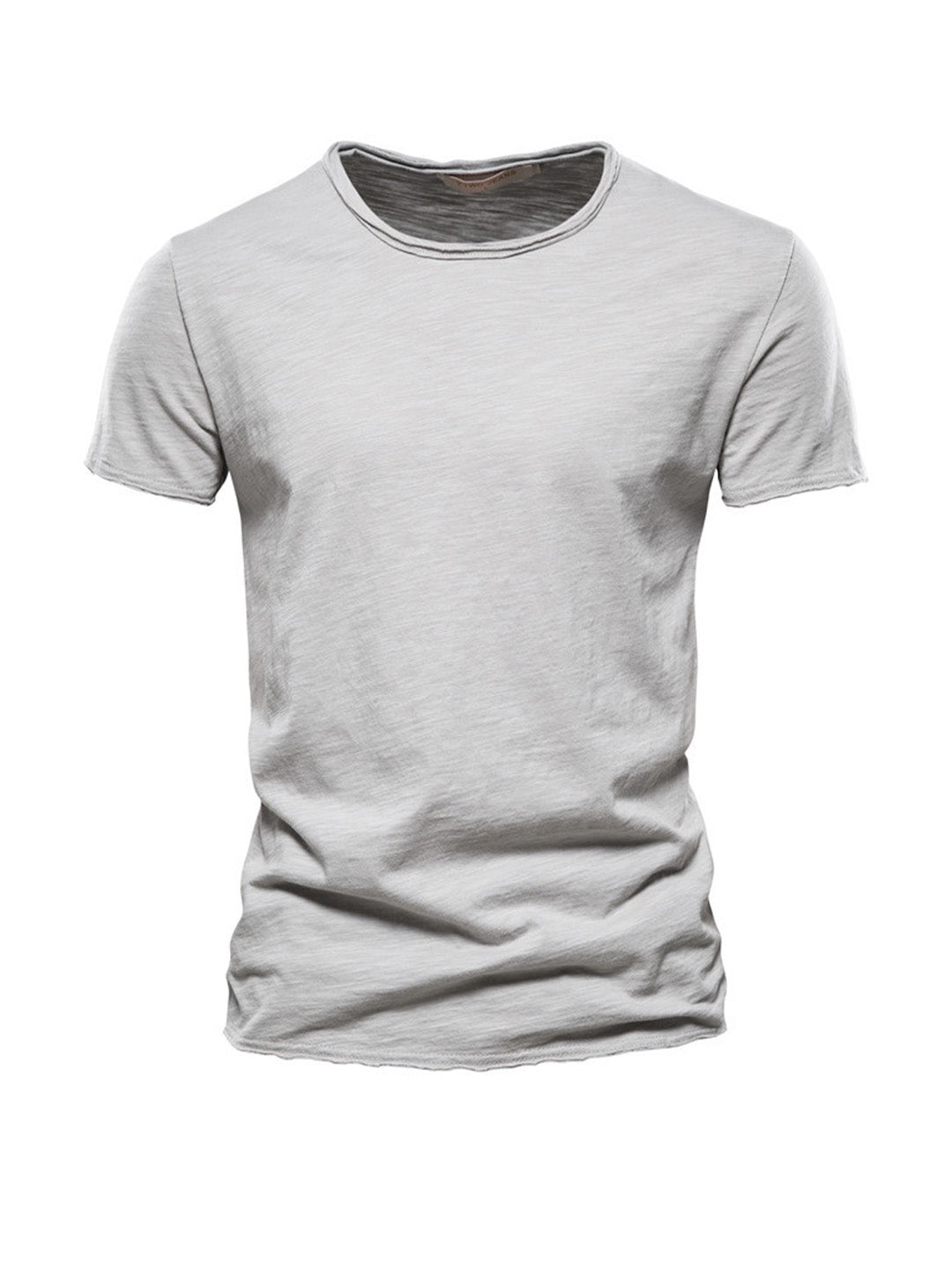 Men's Textured Solid Color Crew Neck T-shirt
