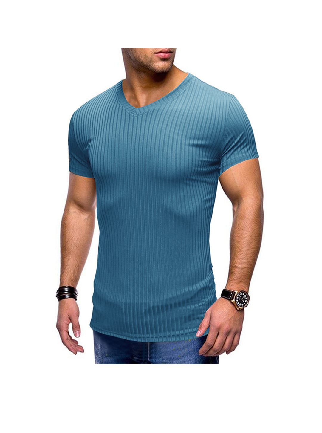 Robert Ribbed Fabric V-neck T-shirt