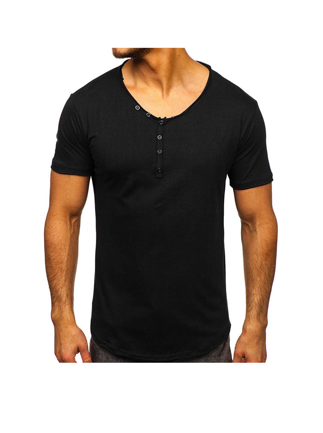 Eddie Solid Color Basic Henley T-shirt