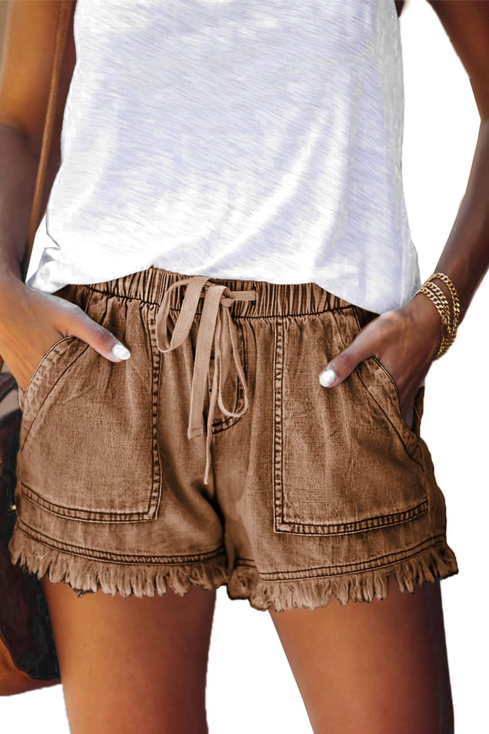 Womens Lightweight Shorts Casual Baggy Trendy Short Pants Elastic Waist Drawstring Comfy Shorts