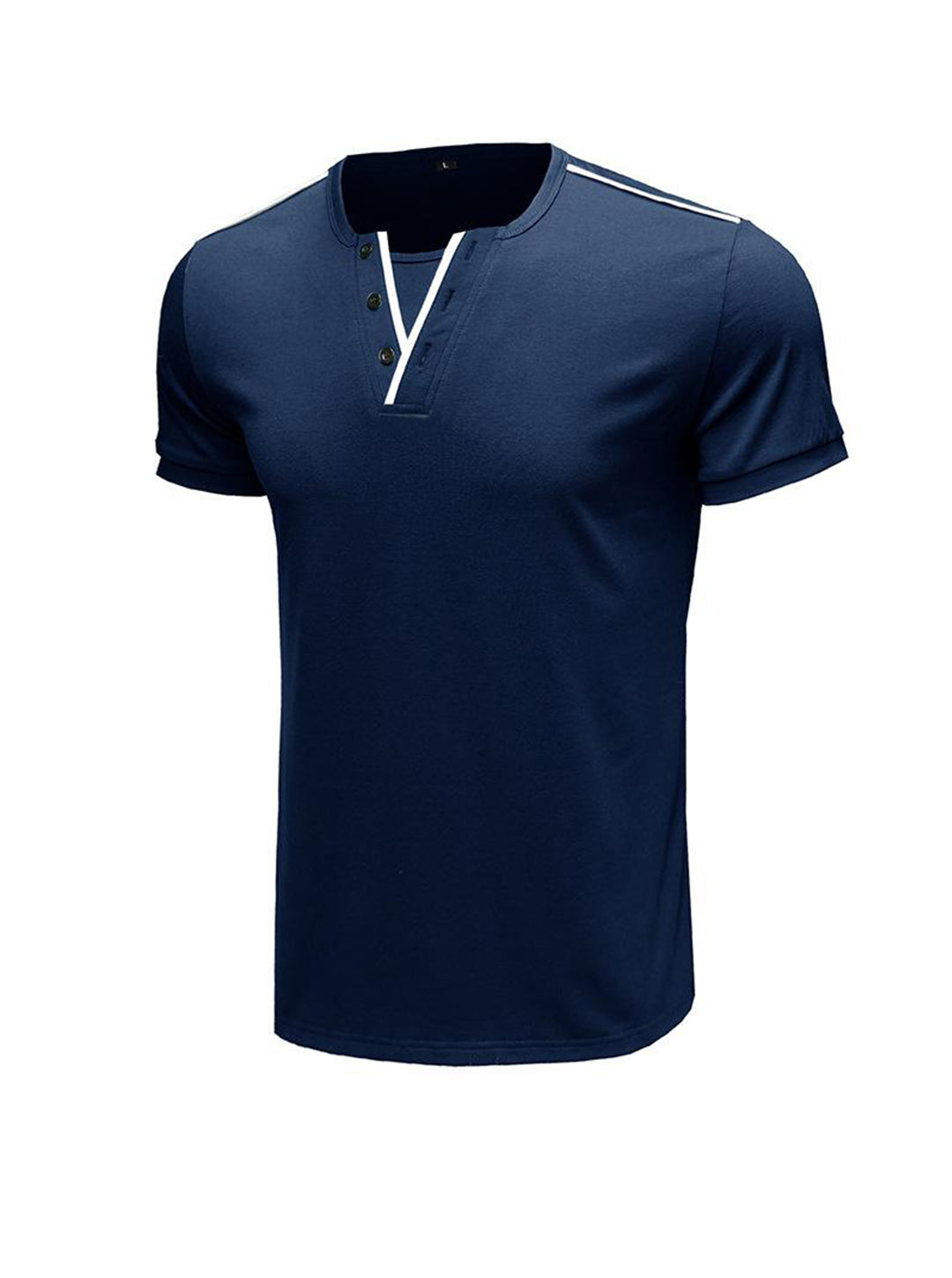 Daniel Contrast Trim V-neck Henry T-shirt