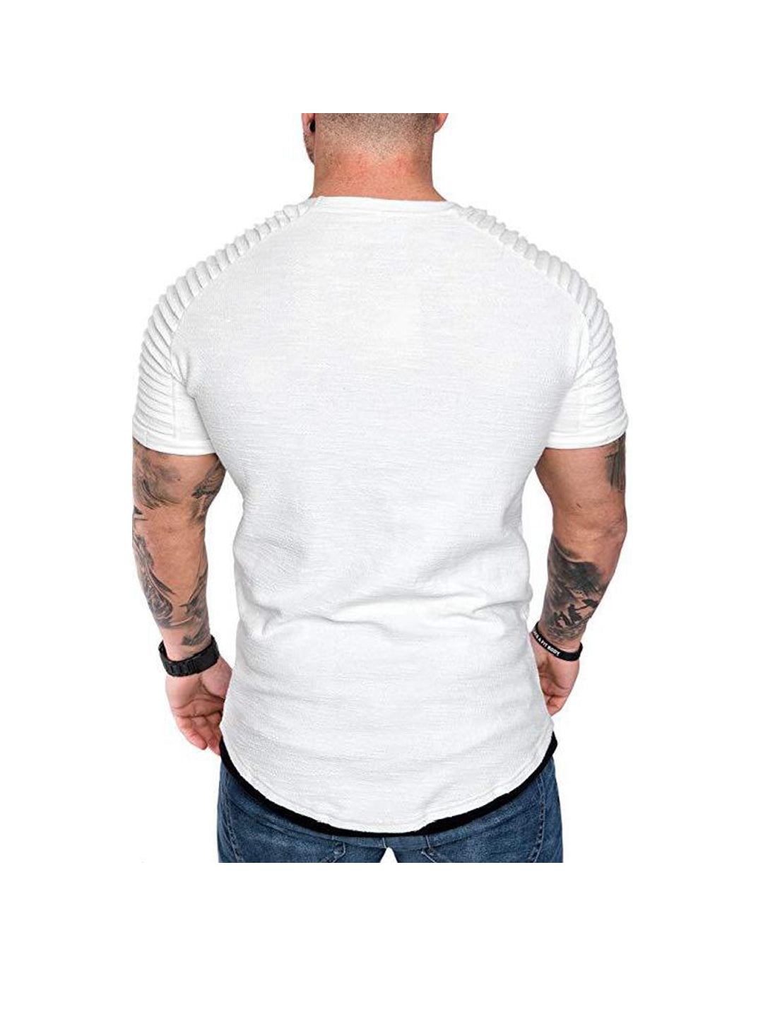 William Raglan Sleeves Hem Patchwork Short-sleeved T-shirt