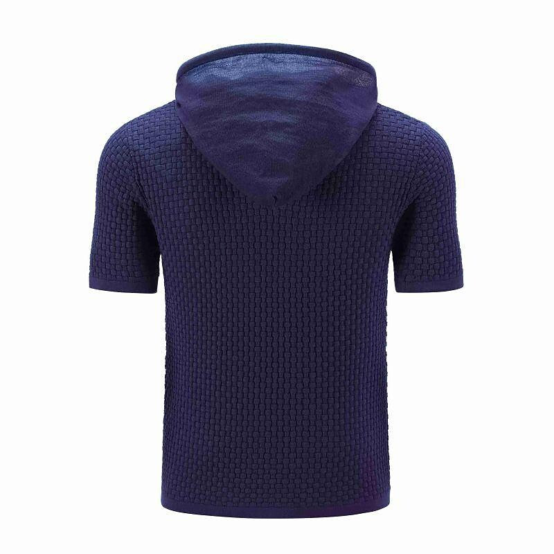 Men's Pullover Jacquard Solid Color Hooded Sweater Basic Vintage Style