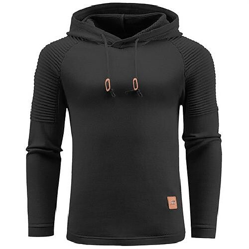 Men's Pullover Solid Color Hooded Sweater Basic Vintage Style Outdoor Daily