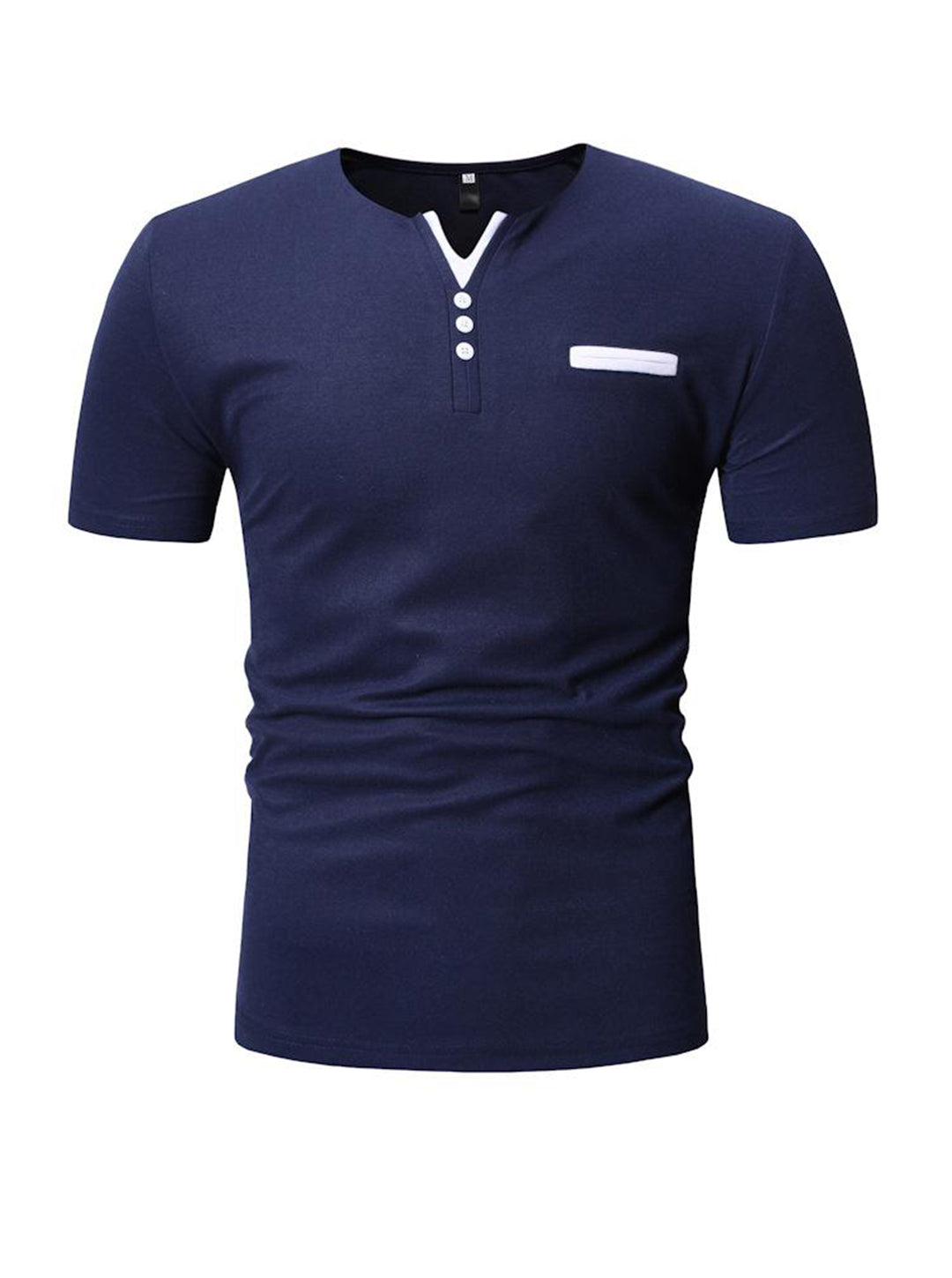Brandon Pocket Contrast Color V-neck Short-sleeved T-shirt