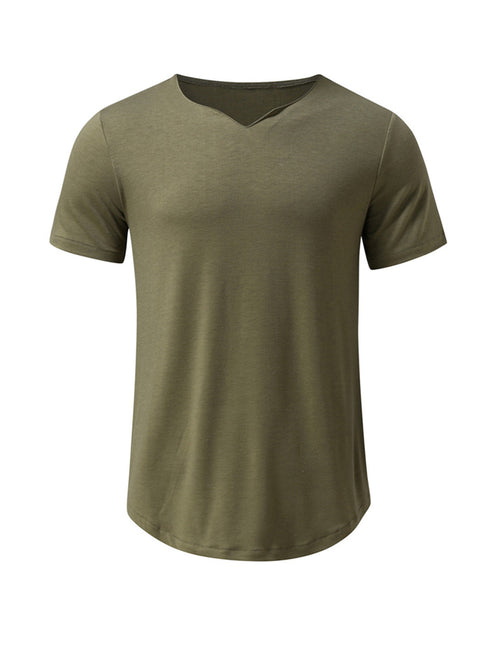 Earl Solid Color V Neck Casual Short Sleeve Shirt