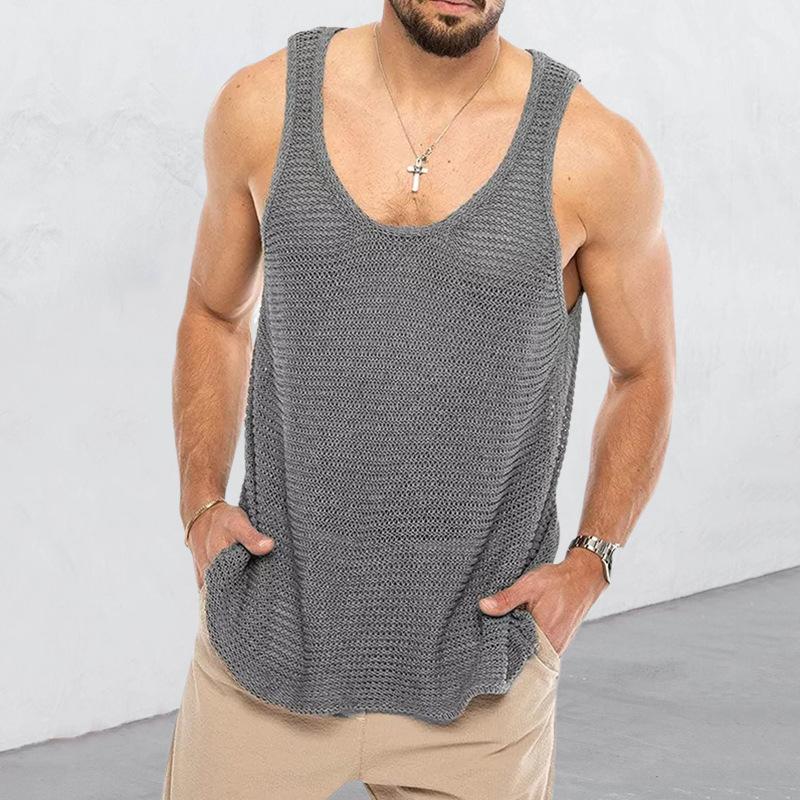 Dennis Solid Color Sleeveless Knitted Vest