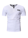 Brandon Pocket Contrast Color V-neck Short-sleeved T-shirt