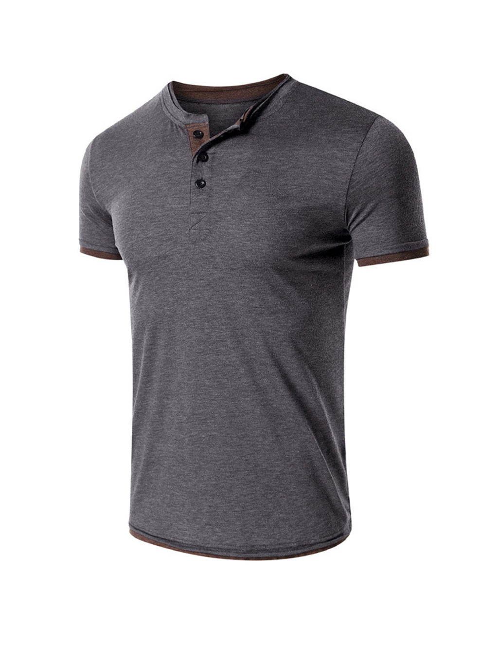 Robert Solid Color Henry Collar T-shirt