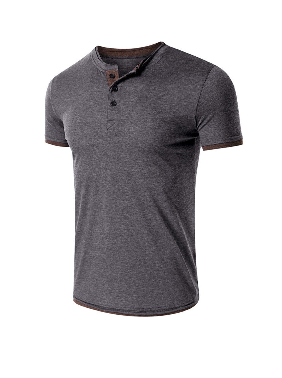 Robert Solid Color Henry Collar T-shirt