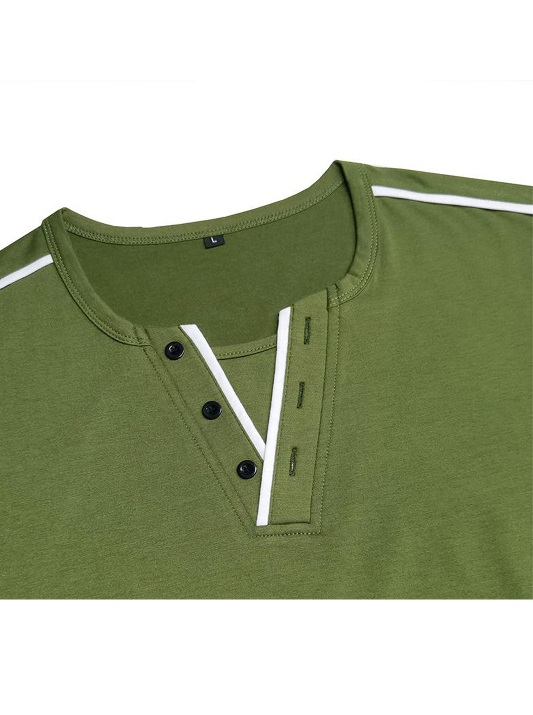 Daniel Contrast Trim V-neck Henry T-shirt