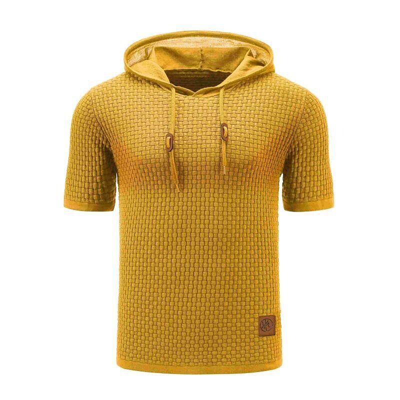 Men's Pullover Jacquard Solid Color Hooded Sweater Basic Vintage Style