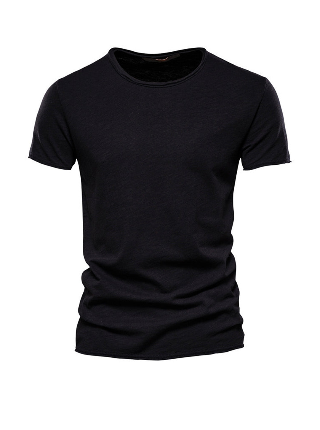 Men's Textured Solid Color Crew Neck T-shirt