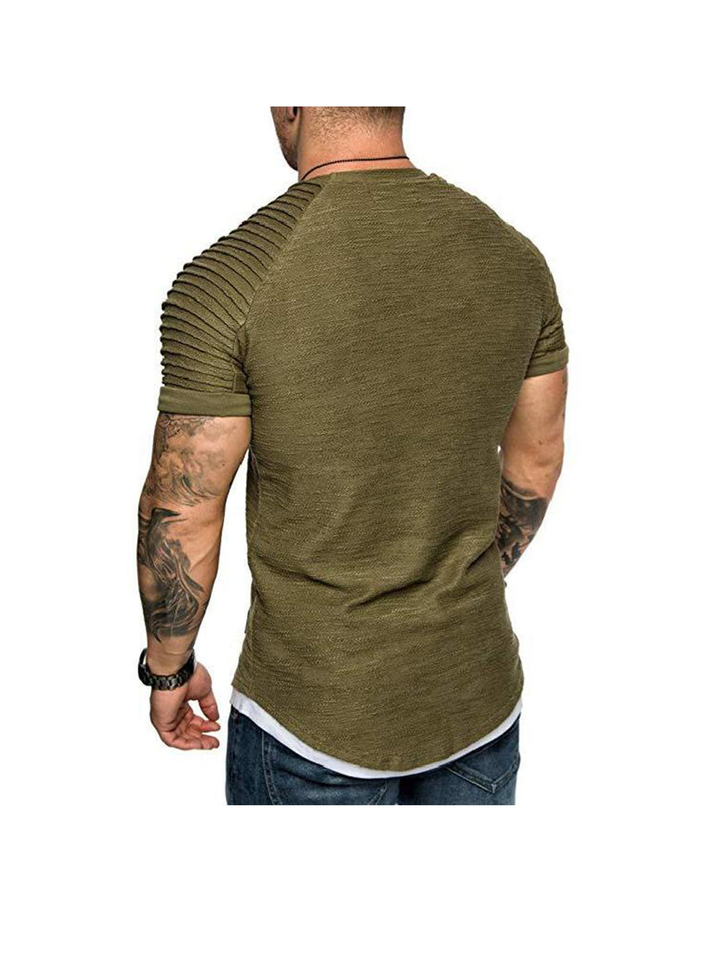 William Raglan Sleeves Hem Patchwork Short-sleeved T-shirt