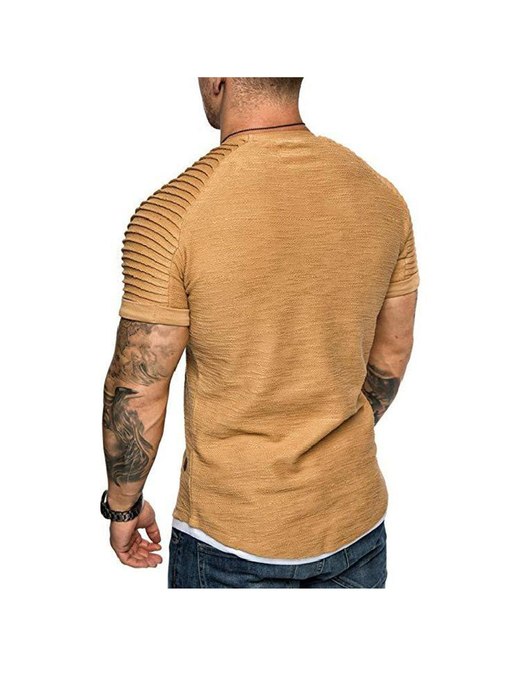 William Raglan Sleeves Hem Patchwork Short-sleeved T-shirt