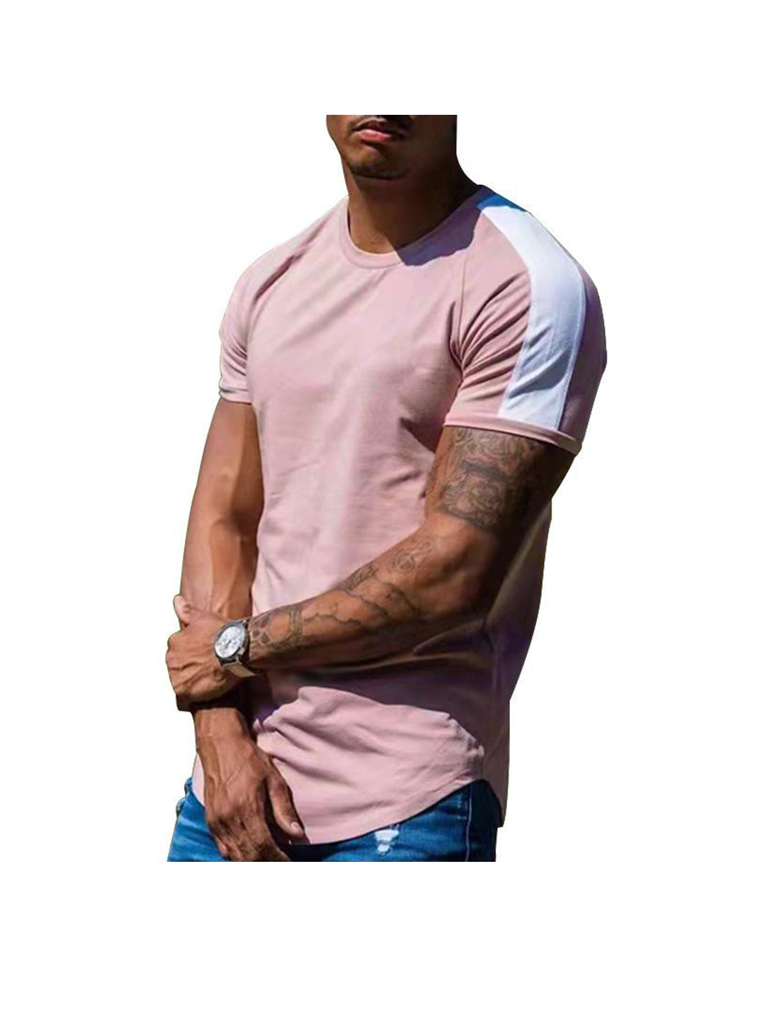 Russell Crew Neck Patchwork Short-sleeved T-shirt