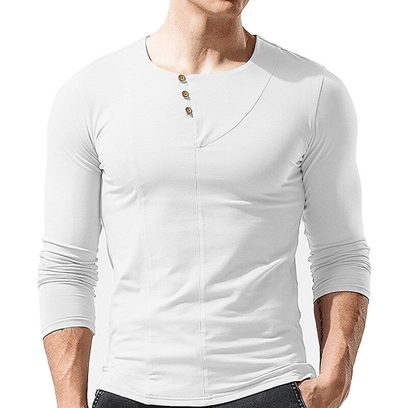 Men's Henley Shirt T shirt Solid Color