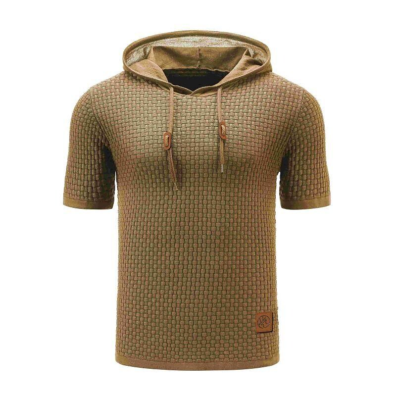 Men's Pullover Jacquard Solid Color Hooded Sweater Basic Vintage Style