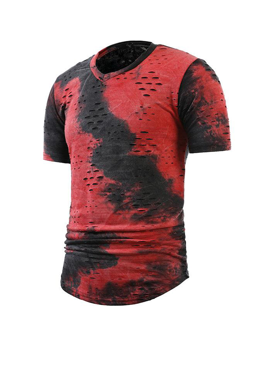 Tie-dye Ripped Short-sleeve T-shirt