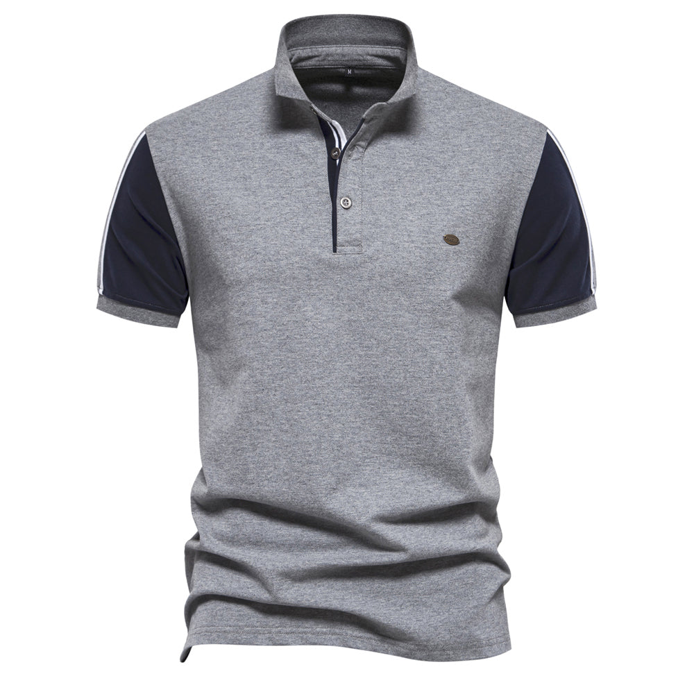 Men's Casual Color Block Short Sleeve Golf Shirt
