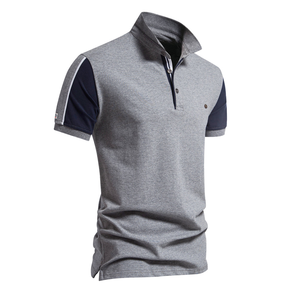 Men's Casual Color Block Short Sleeve Golf Shirt
