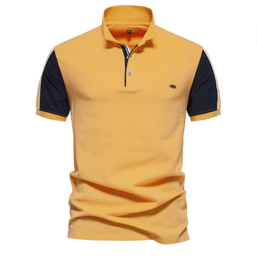 Men's Casual Color Block Short Sleeve Golf Shirt