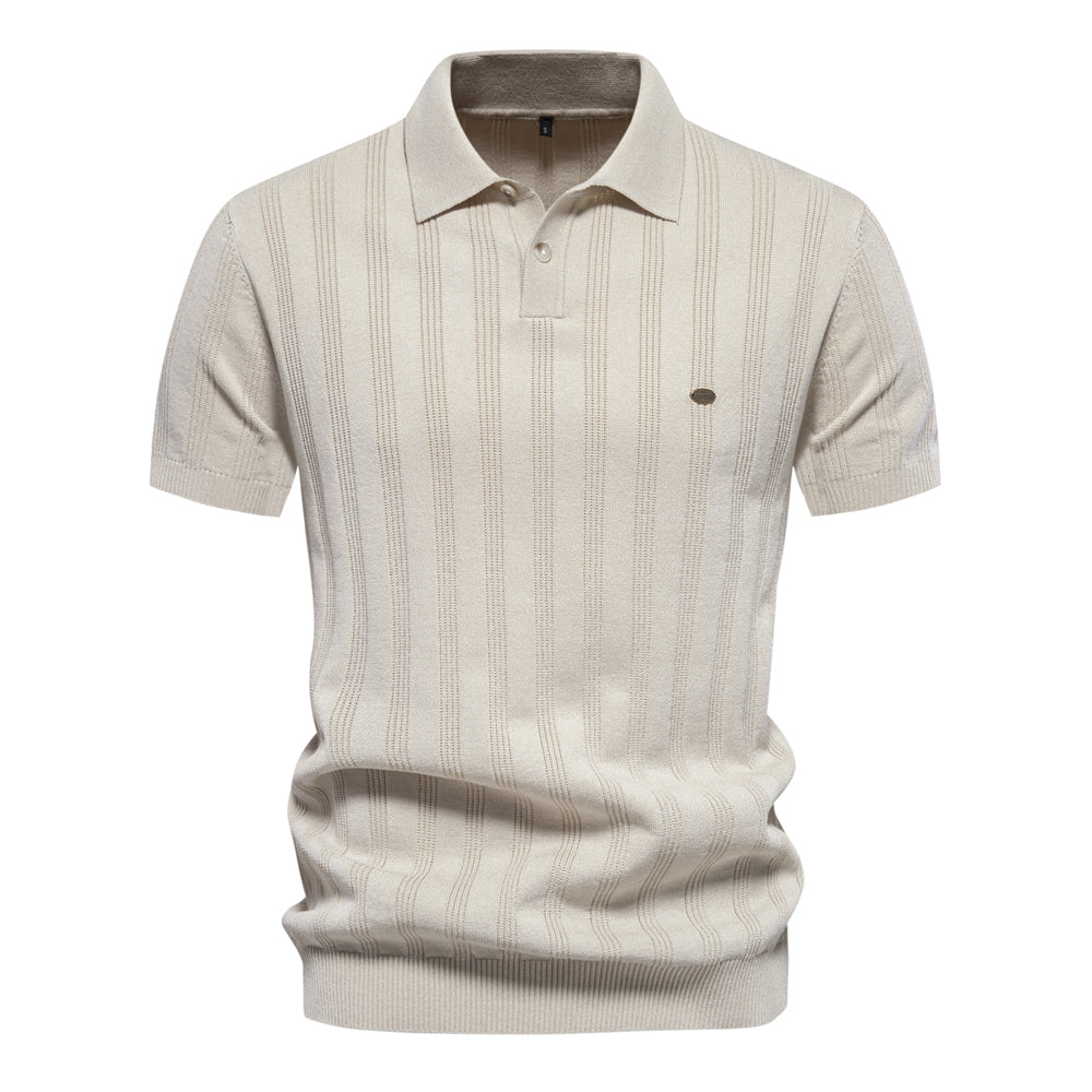 Men's Casual Knitted Lapel Short Sleeve Sweater