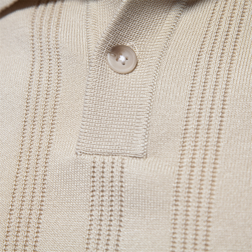 Men's Casual Knitted Lapel Short Sleeve Sweater