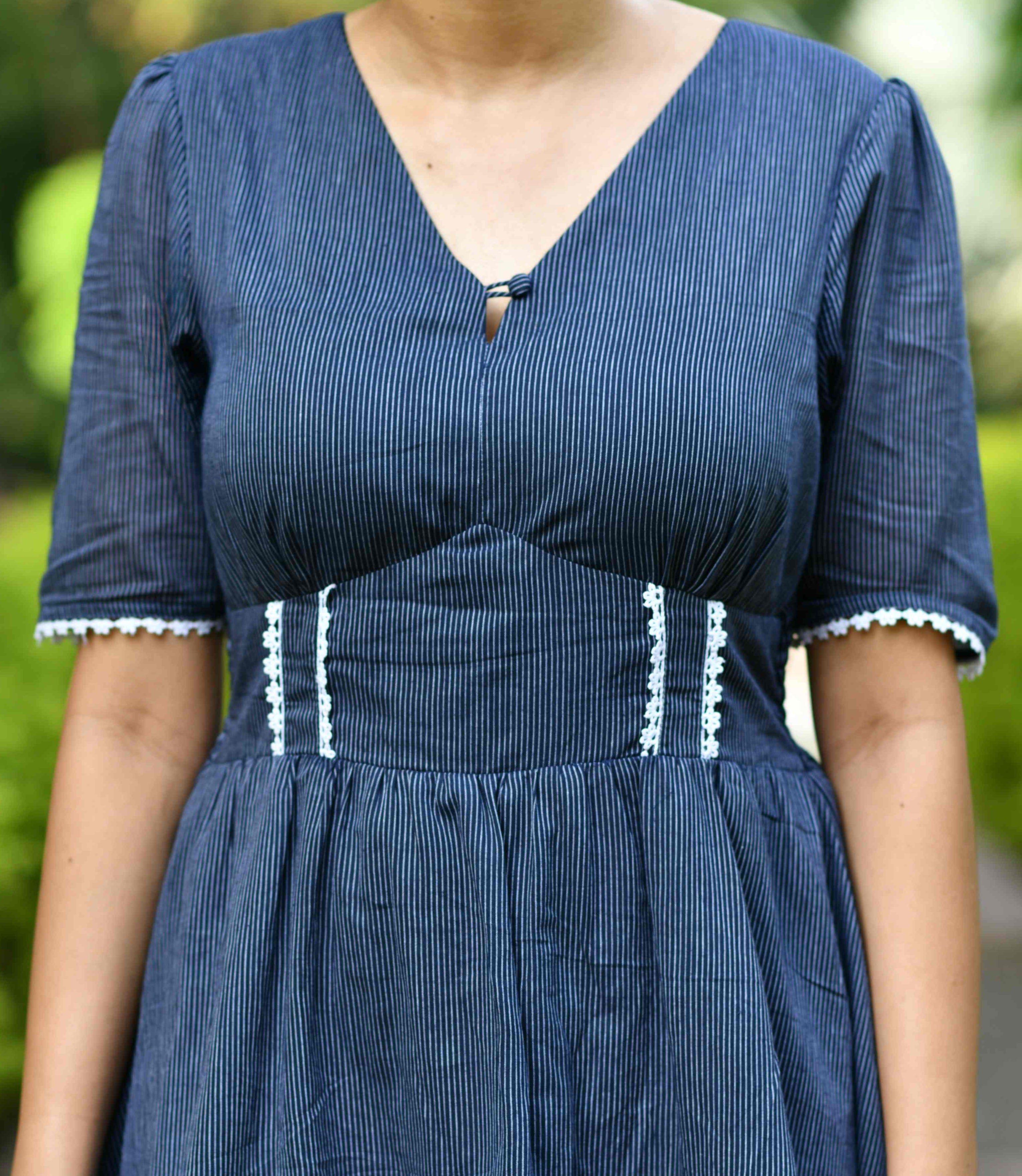 Navy Blue Striped Mini Dress
